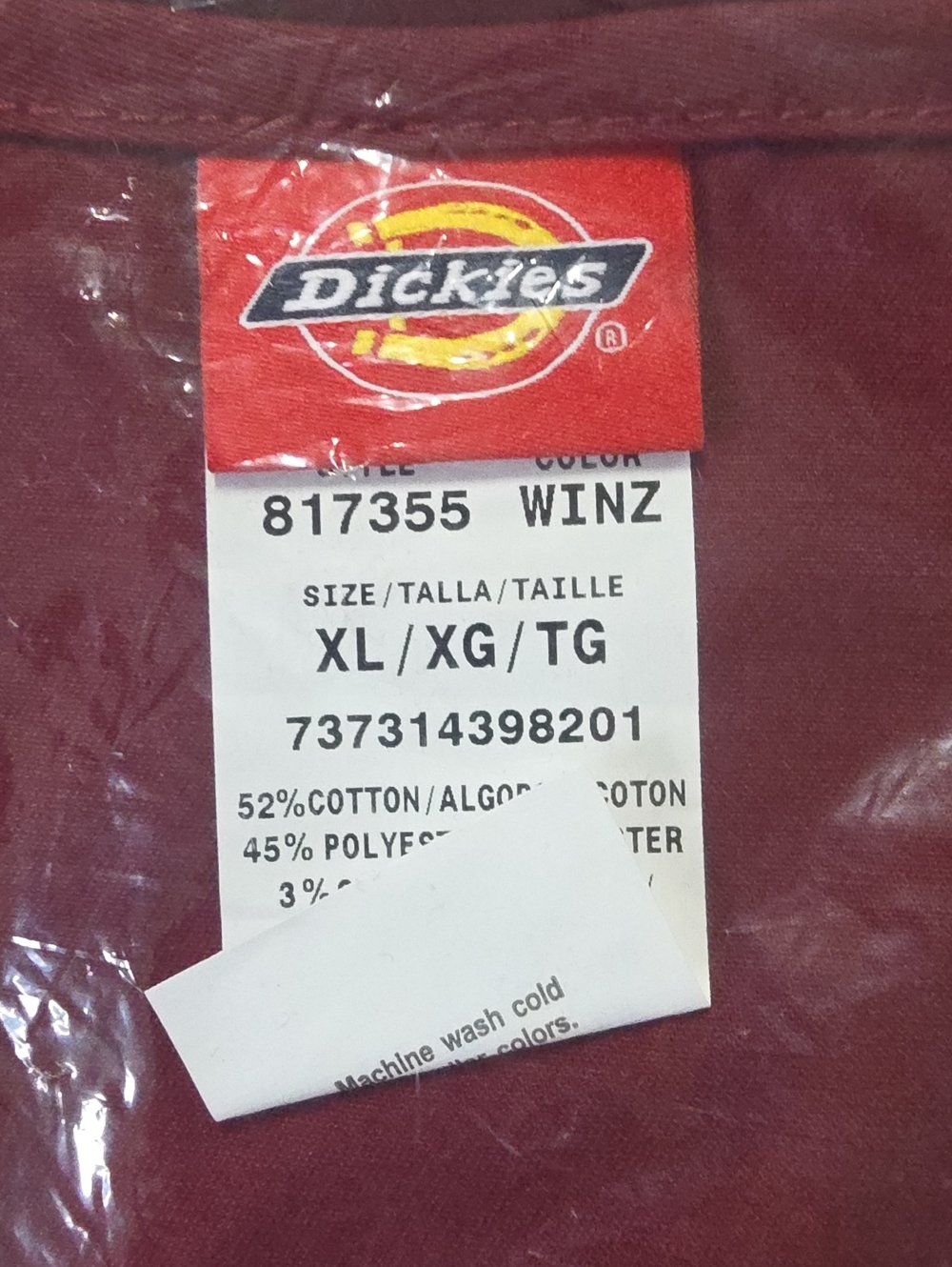 NWT Dickies Burgundy Gen Flex V-Neck Scrub Top - size XL - Picture 3 of 4